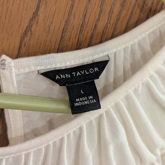 Ann Taylor Balloon Sleeve Yoke Blouse Top-Winter White Size Large - Picture 2 of 4